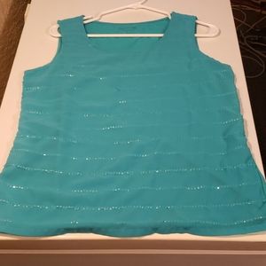 Coldwater creek teal tank w/ sequin size S